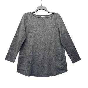 J.Jill Pure Jill Cotton Knit Tunic Top Women's Size M Petite Heather Gray
